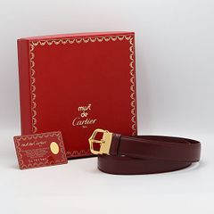 5956 未使用✨ カルティエ ベルト Cアンジェ レザー ボルドー ゴールド