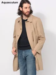 Aquascutum (アクアスキュータム) 総裏チェック シングルボタン ステンカラーコート AQBA02FN018 (ベージュ)