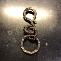 brass 3D “ammonite” pattern key hook