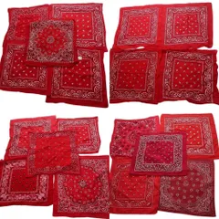 古着卸 まとめ売り ペイズリー柄 バンダナ 小物 19枚セット (ユニセックス ) 赤 レッド 中古 古着 NB4165