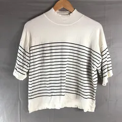 B.K.M.S. ニット 薄手 ハイネック 半袖 ボーダー 白 黒 LLサイズ 2025091300271 