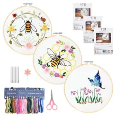 【在庫セール】日本語説明書付き 初心者向け 刺繍工具 手芸キット刺繍工具付き 刺繍枠刺繍キット プレゼント 刺しゅう 刺しゅう 手作り 手作り 刺繍セット 刺しゅう DIY DIY刺繡工具 クロスステッチ クロスステッチキット 初心者学ぶ 3点セット基本パター