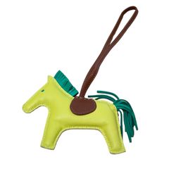 HERMES エルメス バッグチャーム ロデオMM イエロー×グリーン なし