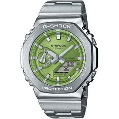 Casio G-SHOCK Octagonal Metal Bezel with Metal Band, Digital-Analog Combination Model, Green, GM-2110D-3AJF, Authentic Japanese Product