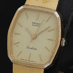 稼働 良品 セイコー エクセリーヌ 1221-5030 QZ ゴールド文字盤