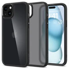 Spigen iPhone15 ケース クリア 耐衝撃 半透明 ストラップホール 黄変抑制 ワイヤレス充電対応 ACS06797 フロストブラック
