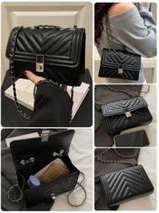 バッグ レディース ショルダーバッグ キルティング スクエアチェーンショルダーバッグ、多用途な夕方用ハンドバッグ、軽量な新スタイルのハンドバッグ&財布、通勤メッセンジャーバッグに最適、オフィスワーカーや学生に最適、