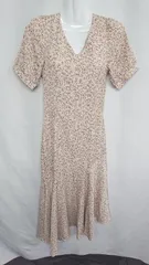 ◇ JUNOAH ジュノア 花柄 半袖 ロング ワンピース サイズM ベージュ系 レディース E  【1408060007592】