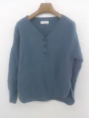 ◇ green label relaxing UNITED ARROWS ウール混 Vネック 長袖 ニット セーター ダークブルー系 レディース E  【1303240017258】