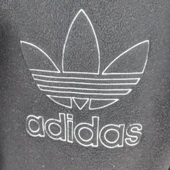 adidas アディダスオリジナルス フリースパーカー 刺繍バックロゴ トレフォイル ブラック Sサイズ  古着 ストリート