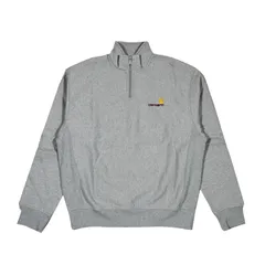 CARHARTT WIP カーハート HALF ZIP AMERICAN SCRIPT SWEATSHIRT ハーフジップ アメリカン スクリプト スウェットシャツ 裏起毛 トレーナー カジュアル GREY HEATHER グレー I027014V6XX