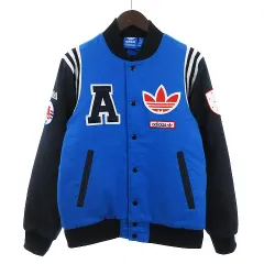 アディダスオリジナルス adidas originals スタジャン ブルゾン トレフォイルロゴ ワッペン 中綿 M33847 ブルー ネイビー系 S ■GY01のサムネイル
