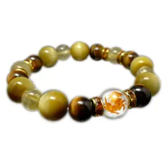 「開運 金馬彫刻」 メンズ ブレスレット パワーストーン お守り(ゴールデンタイガーアイ)(17cm)