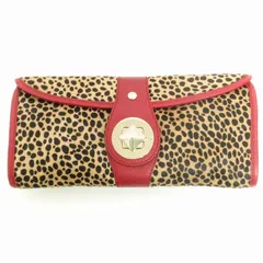 ケイトスペード KATE SPADE 美品 クラッチバッグ ハラコ レザー ターンロック アニマル柄 赤 茶 レッド ブラウン 鞄 ■SM3のサムネイル