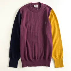 75e8 《未使用》 Vivienne Westwood MAN ヴィヴィアン ウエストウッドマン オーブ 切替ニットセーター 46 ボルドー 刺繍 日本製 タグ付きのサムネイル