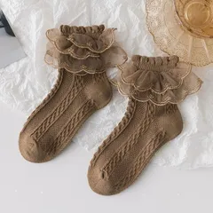 新品　靴下　ブラウン　ホワイト　ブラック　子供 ショート丈 レースソックス 茶色　お誕生日会　お食事会　海外製品　海外子供服　キッズ　ガールズ　靴下　ソックス　靴下　レース　フリル　子ども　ベビーキッズ　女の子