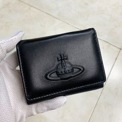 新品  美品 Vivienne Westwood ヴィヴィアンウエストウッド 財布  カード入れ　光沢　ブラック　柔らかい　シープスキン素材　小銭入れ　気質 レディース　可愛いウォレット　折りたたみ財布　13109　ブラック三つ折りたたみ財布　ギフト