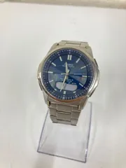 ％ 2稼動品 CASIO カシオ 腕時計 シルバー ネイビー 電波ソーラー WAVE CEPTOR ウェーブセプター 世界6局対応 傷あり 【時計】【1】