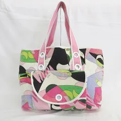 エミリオプッチ EMILIO PUCCI トートバッグ ハンドバッグ 肩掛け 総柄 パイル地 タオル地 白 黒 グリーン ピンク ブラックのサムネイル