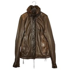 christian peau(クリスチャン・ポー) Early Concealed Hood Baby Lamb Leather Jacket 初期 隠しフード ベイビー ラムレザー ジャケット 44(XS) ブラウン