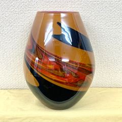 【上美品⭐️ART GLASS】 アートガラス　 ハンドメイドガラス　 マーブル模様　 花瓶 花器  花入　 岩津ガラス製　 きれいな状態です　 中面洗浄済み （AYA） 244190100KB
