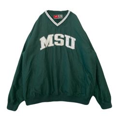 【海外規格L】古着　ナイロンプルオーバー　ナイロンジャケット　PROPLAYER　Michigan State University　Spartans　カレッジ系　刺繡ロゴ