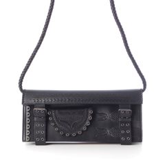 サンローラン 01AW トムフォード期 リヴゴーシュ レザー ベルト パンチング クラッチ ショルダーバッグ ブラック【中古】