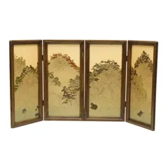 中古】F▽屏風 二曲一双 歌仙 詩 歌 色紙 日本屏風 (30958) 中古】F