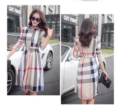 チェック柄 ワンピース 　膝丈ワンピース 　長袖ワンピース　ワンピース春