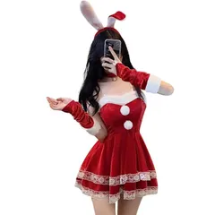 【特価商品】[DECEED] サンタ コスプレ うさぎ セクシー 可愛い バニーガール サンタコス 衣装 サンタクロース 仮装 レディース クリスマス コスチューム ミニスカサンタ 女性 フリーサイズ 6点セット 4色選択可能