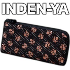 印傳屋 コスモス柄 Lジップ 長財布 束入 ロングウォレット INDENYA 鹿革/漆 札入れ 薄マチ