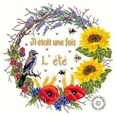 ★NEW★🟦⬜🟥フランス クロスステッチ チャート図案 👑 ANNICK ABRIAL 🔷il etait une fois l'ete🔷◆昔からの夏◆ 輸入クロスステッチ 手芸 刺繍 花 鳥 リース 季節