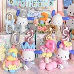 4種コンプリートセット 海外 限定 サンリオ MINISO ポチャッコ 誕生日 シリーズ ランダム アソート ボックス ガチャガチャ フィギュア セット 中国 ミニソ