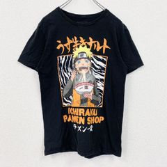 古着 used　NARUTO　半袖アニメプリントTシャツ　うずまきナルト　クルーネック　レトロデザイン　黒　ブラック　Mサイズ