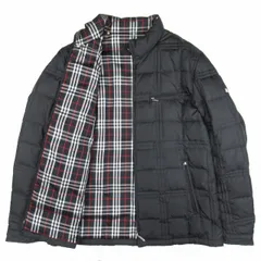 美品 バーバリーブラックレーベル BURBERRY BLACK LABEL ダウンジャケット ホース刺繍 ワンポイント ノバチェック裏地 キルティング ブルゾン アウター M 黒 ブラック/メンズ