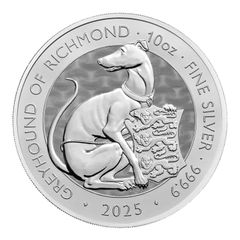 [保証書・カプセル付き] 2025年 (新品) イギリス「ロイヤルチューダービースト・リッチモンドのグレイハウンド」純銀 10オンス 銀貨