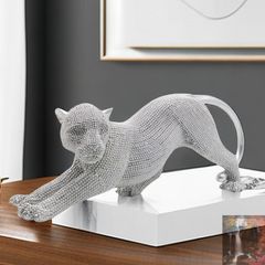 ヒョウ 置物 シルバー オブジェ オーナメント レパード 豹 85554LD ヒョウ 置物 シルバー オブジェ オーナメント レパード 豹 85554LD