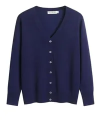 [Dep Club] 肌触りが良い×きちんと感 スクールカーディガン 女子 大きいサイズ 学生 レディース 無地 事務服 仕事 ニット 上品 Vネック 長袖 柔らか 春 秋 冬 春秋 (JP, アルファベット, L, ネイビー) [ネイビー] [L]