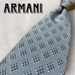 ARMANI アルマーニ パネル柄 チェック柄 ネクタイ ブルー