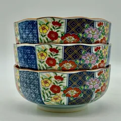 有田焼 徳三郎 小鉢 3個セット 和食器 陶器 花柄 昭和レトロ