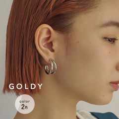 【即納】ダブル ライン フープ ステンレス ピアス GOLDY ゴールディ 1230514 goldy アクセサリー レディース 女性 メンズ 男性 シルバー ゴールド ユニセックス シンプル 金属 goldy ピアス 両耳用 フープピアス 新品 正規品