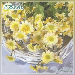 G12-3 LY【3本セット】 デージー  ライトイエロー アーティフィシャルフラワー 小花  初夏の花デイジー造花の花いちご