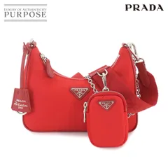 未使用 展示品 プラダ PRADA Re-Edition 2005 ショルダー バッグ ナイロン サフィアーノレザー レッド 1BH204 90247676