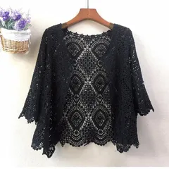 サマーカーディガン レースカーディガン トップス レディース ショート丈 ７分袖カーディガン 透かし編み トップス 羽織り 冷房対策 春 夏 秋 薄地673