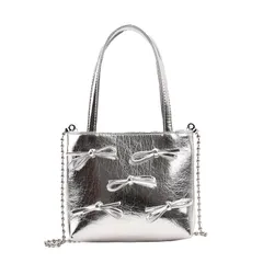 [Lapimou] ハンドバッグ ショルダーバッグ チェーンバッグ ミニバッグ ミニ シルバーバッグ シルバー バッグ レディース リボン 小さい 斜めがけ 韓国 トートバッグ カジュアル 大容量 パーティ 結婚式 
