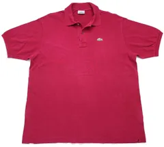 90s LACOSTEラコステ ワンポイント コットン 鹿の子 ポロシャツ ワインレッド 7★161 オールド フレンチ ユーロ ヨーロッパ ビッグサイズ