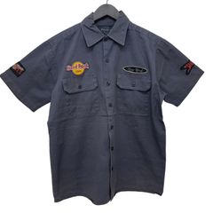 GC792 Hard Rock Cafe ハードロックカフェ ワークシャツ 半袖シャツ シャツ 半袖 ダークグレー メンズ サイM