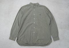 美品90s RALPH LAUREN ラルフローレン MｃMEEL 長袖シャツ トップス チェック柄 コットン ネイビー×イエロー サイズL 731P★2