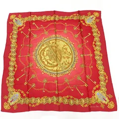 クリスチャンディオール Christian Dior キーモチーフ スカーフ 100％ シルク  【yy】【中古】4000010801100139