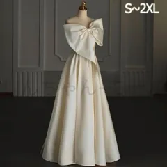 パーティードレス ロング サテン ドレス オフショルダー 結婚式 大人 ピアノ 発表会 演奏会 卒業式 披露宴 Aライン スレンダー【新作登場】